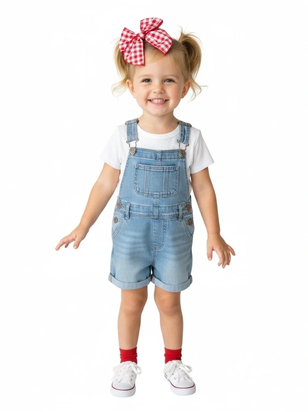 Girls Large Red Gingham Hair Bow - Kids Hair Accessory - Picture 5 of 7